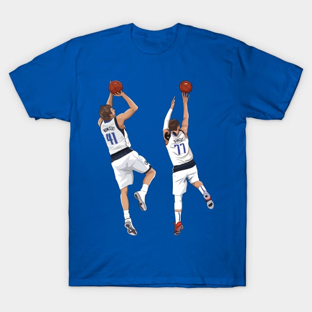 Luka Doncic x Dirk Nowitzki T-Shirt by xavierjfong